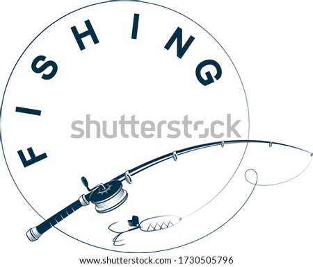 Silhouette fishing rod with fishing line