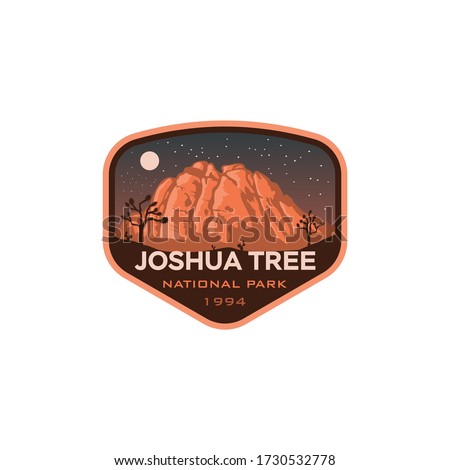 Joshua Tree National Park California Night Logo Badge Emblem  Sticker Illustration Vector Design Royalty-Free Stock Photo #1730532778