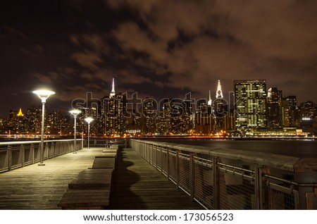 Manhattan skyline by night
