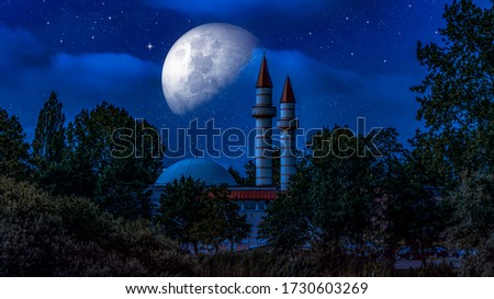 New moon, Arab night. Ramadan background