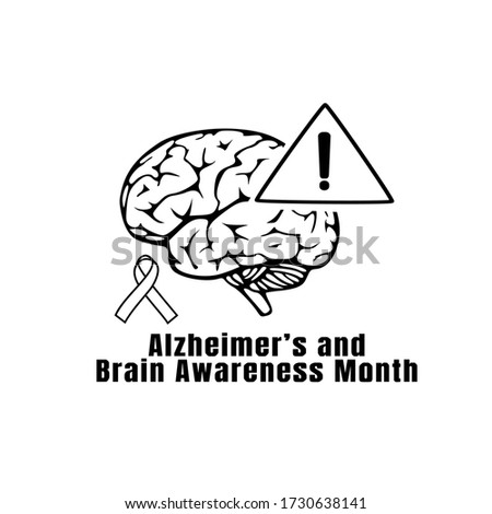 Alzheimer’s and Brain Awareness Month Vector Illustration with line art