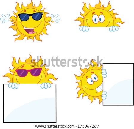 Sun Cartoon Mascot Characters 2. Raster Collection Set