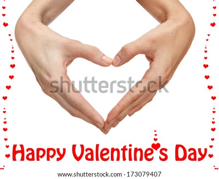 Two hands form a heart shape, isolated on white