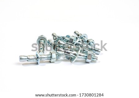 anchor bolts on a white background - Stock Photo