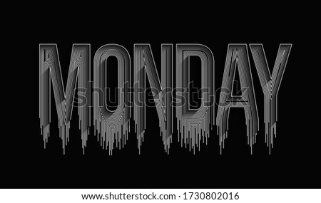 Monday Calligraphic line art Text shopping poster vector illustration Design.