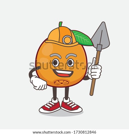 An illustration of Navel Orange cartoon mascot character as cool miner
