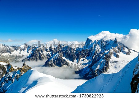 Mont Blanc massif in the French Alps Royalty-Free Stock Photo #1730822923