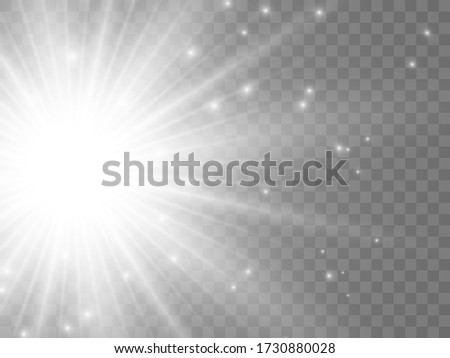 Sunlight on a transparent background. Isolated white rays of light. Vector illustration