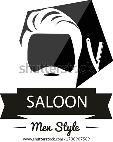 saloon,vector illustration,Easy Customization, barber holding scissors