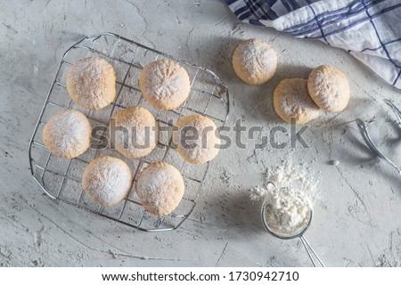 traditional Islamic Feast,Cookies for celebration of El Fitr (Kahk) Top view on a concrete background  Royalty-Free Stock Photo #1730942710
