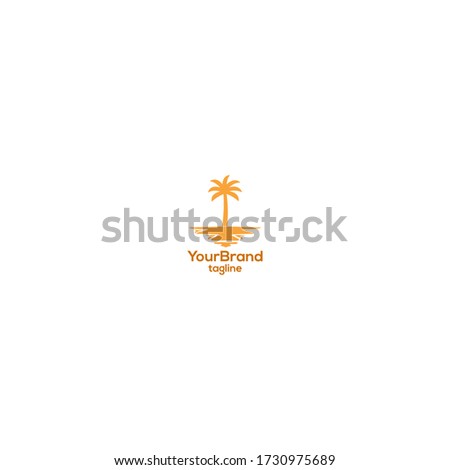 coconut tree and sunset logo design with simple style