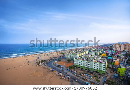 Marina Beach chennai city tamil nadu india bay of bengal madras view from light house Royalty-Free Stock Photo #1730976052