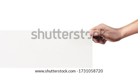 Close up a hand holding paper blank for letter paper