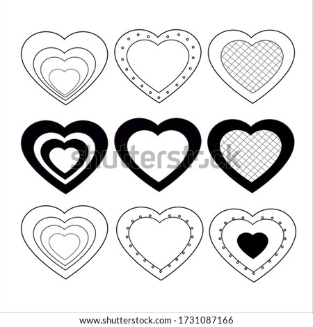 Set of Hearts, clipart with vector illustration