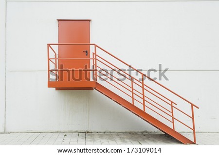 Red door access industrial production, construction Royalty-Free Stock Photo #173109014