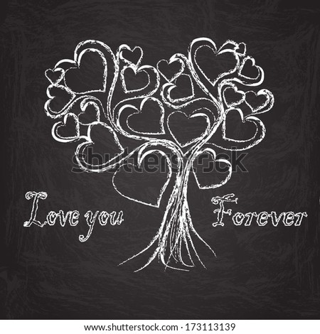 love you forever tree. chalk board 