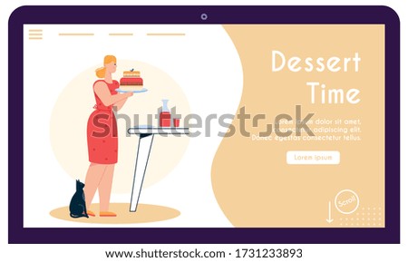 Vector character illustration of family dinner. Grandmother sits at festive dining table. Granddaughter or daughter serves dish. Family celebrates holiday, eating food together, relationship concept