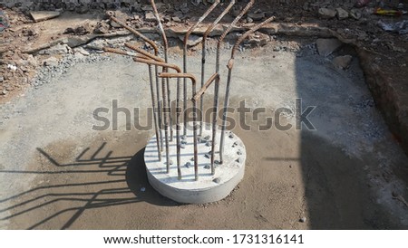 Pile foundation after completed.Before pile cap pile heads. Royalty-Free Stock Photo #1731316141