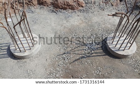 Pile foundation after completed.Before pile cap pile heads. Royalty-Free Stock Photo #1731316144