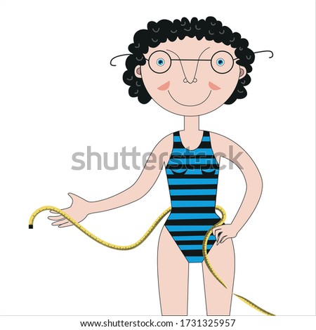 Brook woman with measuring tape on white background