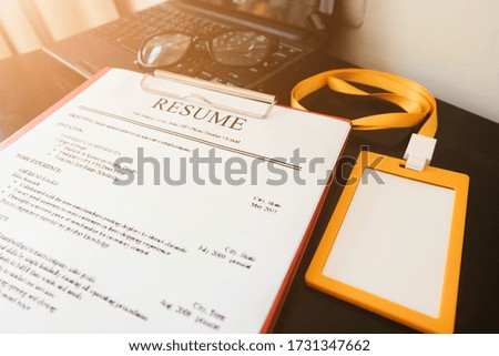 resume paper On the desk In office