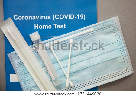 Coronavirus Covid-19 home testing kit with swab and test tube