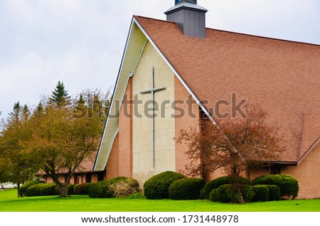 Traditional church building exterior view, America 