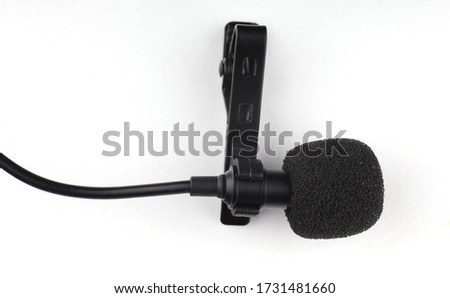 Lapel microphone on a white background