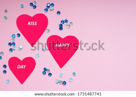 Happy kissing day, flat lay