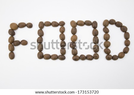 The word food laid out by coffee grains