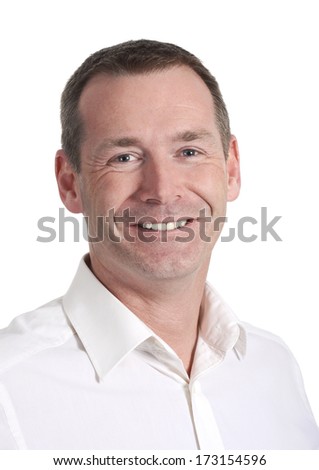  laughing man in front of white background