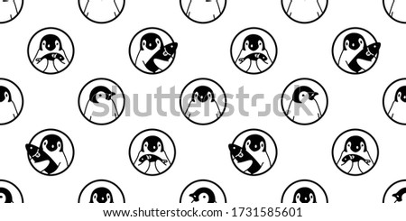 penguin Seamless pattern bird vector cartoon polka dot doodle scarf isolated tile background repeat wallpaper illustration design