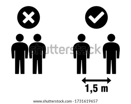 Social Distancing Keep Your Distance 1,5 m or 1,5 Metres Infographic Icon. Vector Image. Royalty-Free Stock Photo #1731619657