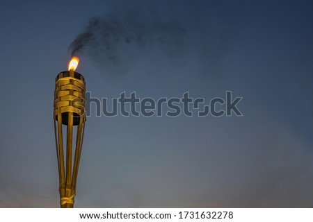 Traditional Bamboo oil lights illuminate the atmosphere in the early morning commemorating the coming of the holy month Ramadan and Eid Mubarak