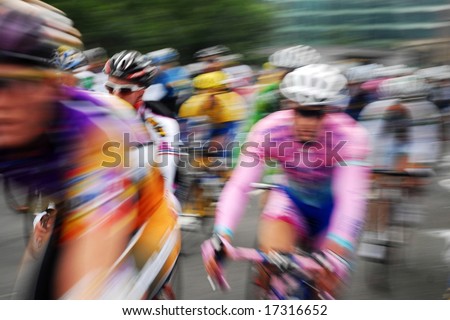 The blurred cyclists at cycle event Tour of Britain 2008 Royalty-Free Stock Photo #17316652
