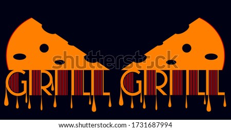 art color minimal cheese logo grilled dripping with melted cheese