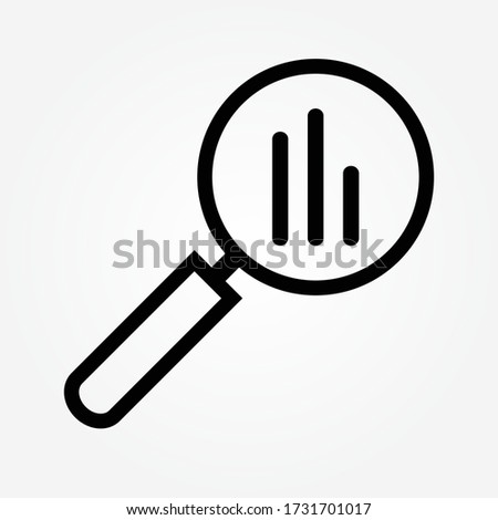 outline Analyze, analyse icon. Magnified Rising Bars Chart icon. Icon analyze, analyse, chart bar increase, data focus, analytics, business tool Royalty-Free Stock Photo #1731701017