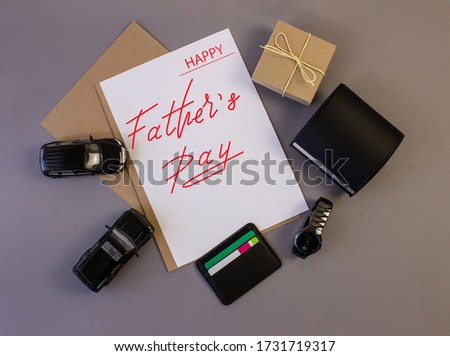 
Brutal greeting card, banner with text- happy father's day, on a gray background