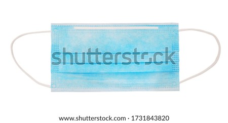 Medical use surgical face mask for protect against coronavirus and bacteria. 3 layer protective surgical mask isolated - image Royalty-Free Stock Photo #1731843820