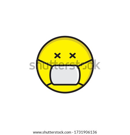 dead face cute icon with mask vector eps