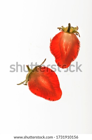 strawberries, slice of strawberries on a white background