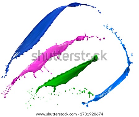 splendid different colors paint splash isolated on white background