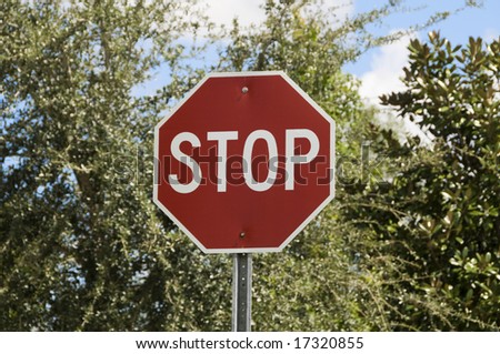 Red octagon stop sign with shallow DOF