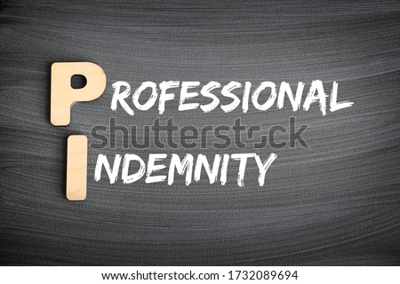 PI Professional Indemnity (insurance coverage) - protects you against claims for loss or damage made by clients or third parties, acronym text concept on blackboard Royalty-Free Stock Photo #1732089694
