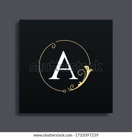 Luxury Logo Design with monogram letter A ,golden color, luxury flourish decorative style, vector illustration.