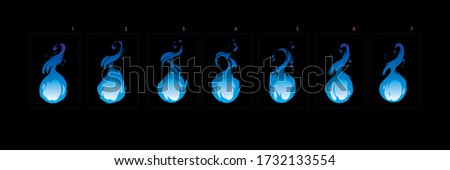 Blue Fire explosion animation. Fire burst animation sprites sheet for, games, cartoon or animation .– Vector
