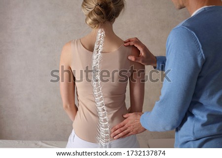 Scoliosis Spine Curve Anatomy, Posture Correction. Chiropractic treatment, Back pain relief. Royalty-Free Stock Photo #1732137874