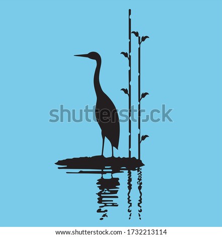 Vector illustration of Stork in the Water