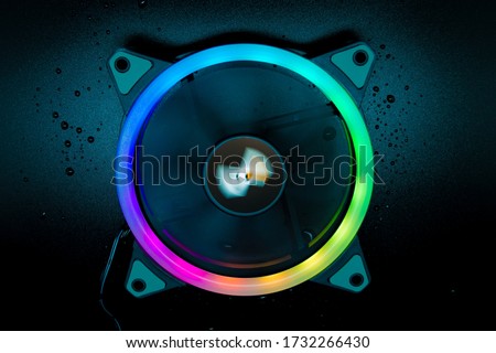 Rbb computer fan on a black background Royalty-Free Stock Photo #1732266430