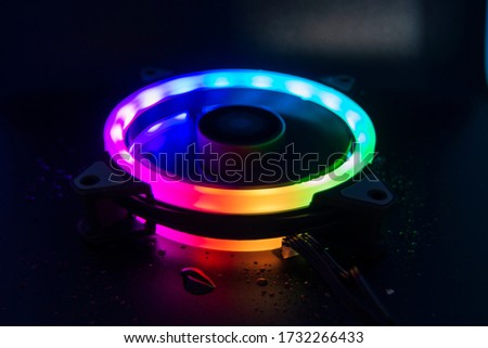 Rbb computer fan on a black background Royalty-Free Stock Photo #1732266433